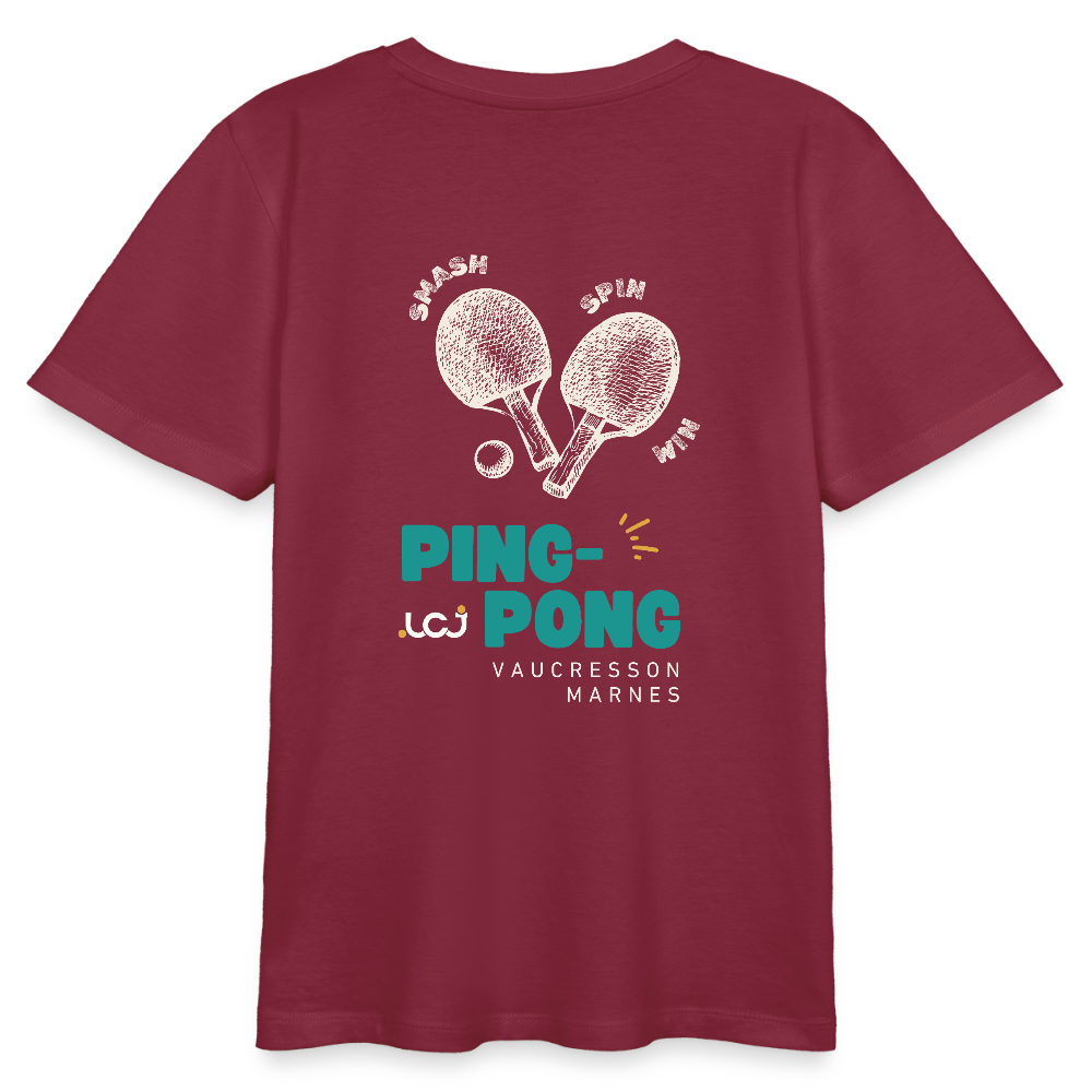 T-shirt bio Ping-Pong - Ado - bordeaux