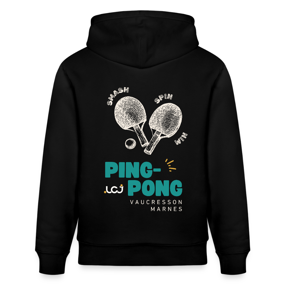 Sweat à capuche bio Ping-pong - noir