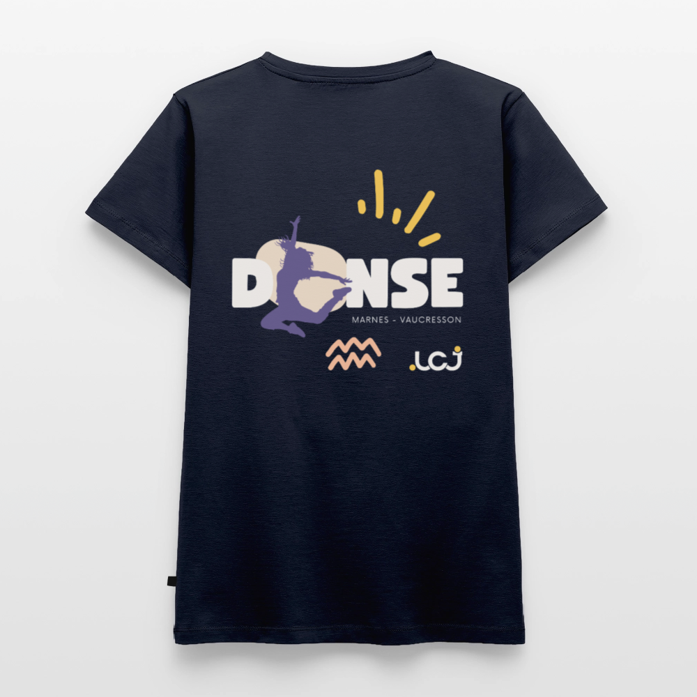 T-shirt bio col V Femme - bleu marine