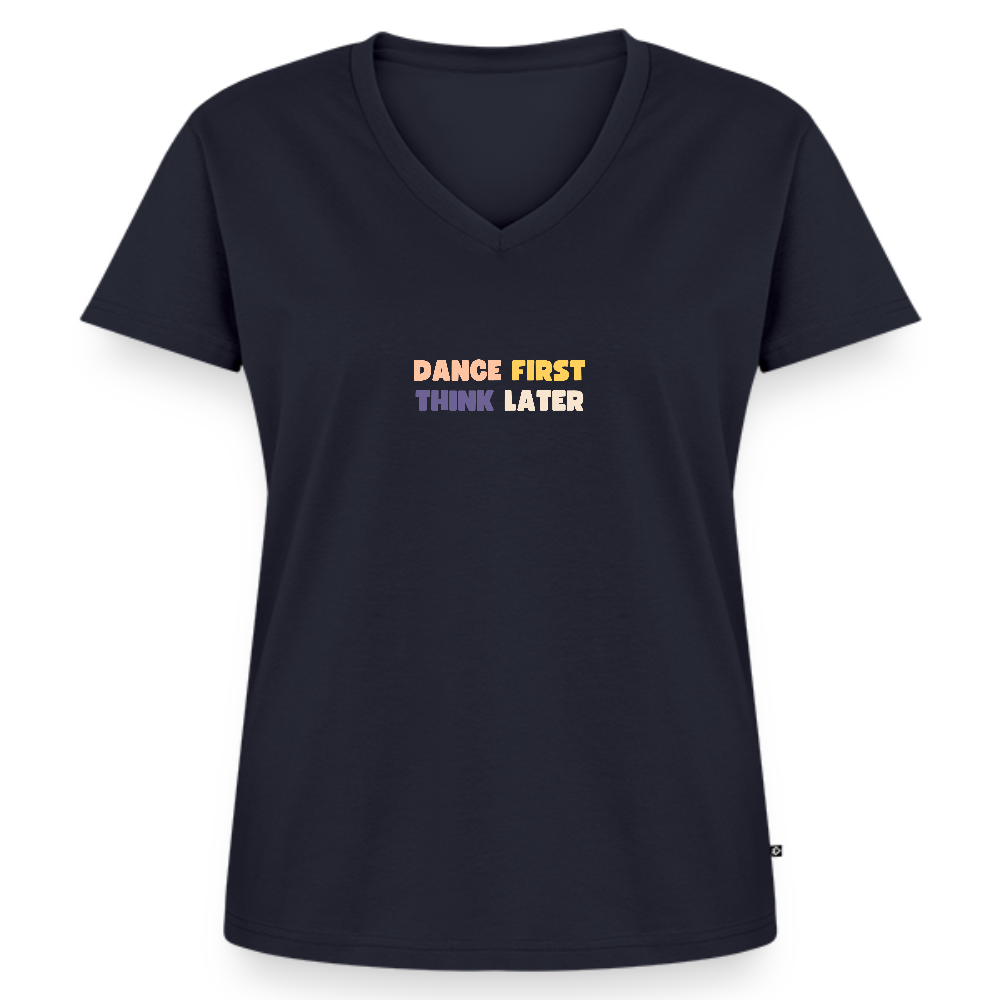 T-shirt bio col V Femme - bleu marine