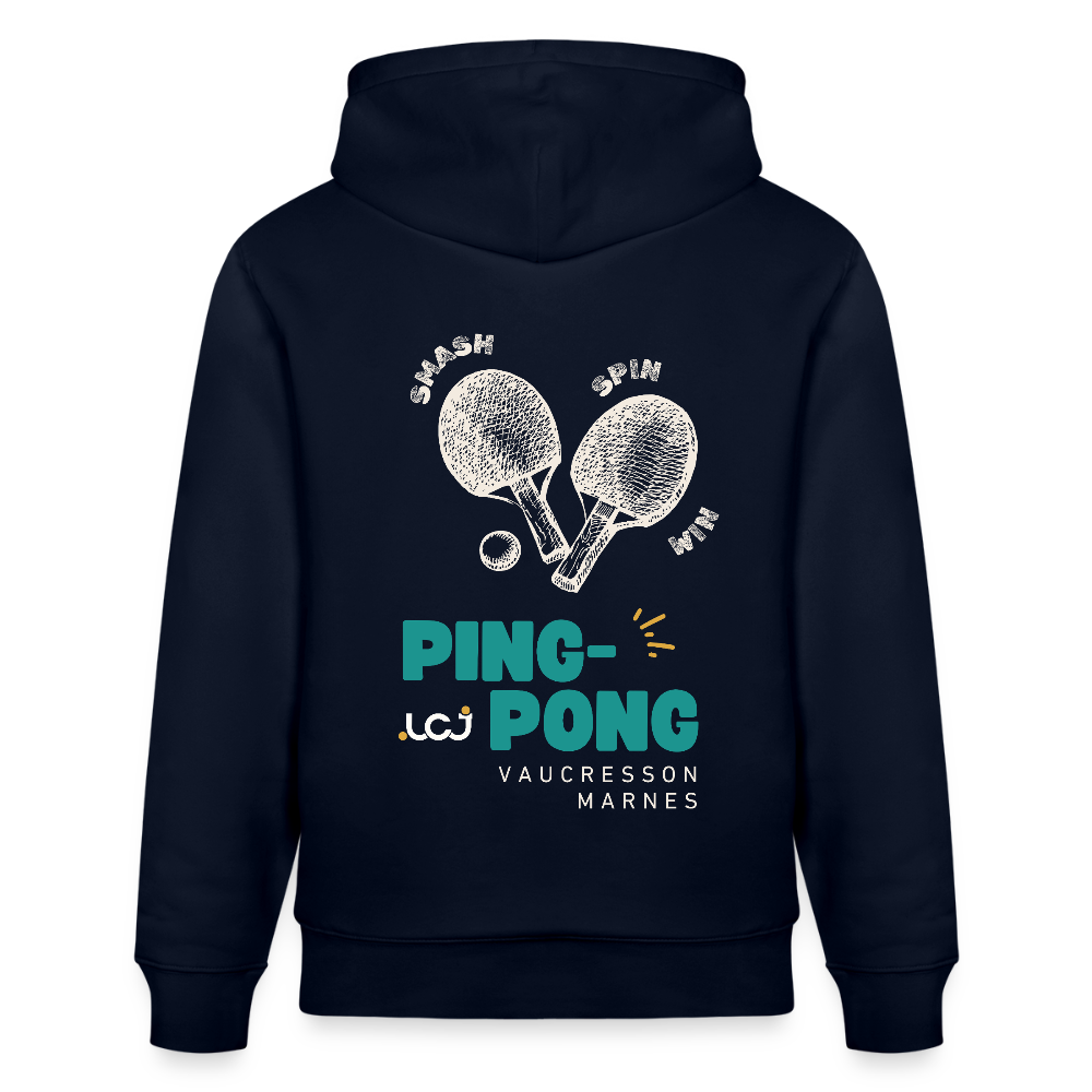 Sweat à capuche bio Ping-pong - marine