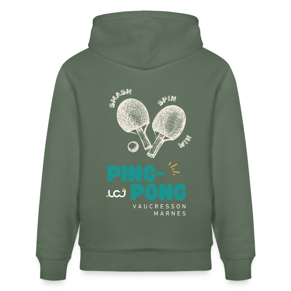 Sweat à capuche bio Ping-pong - vert sapin