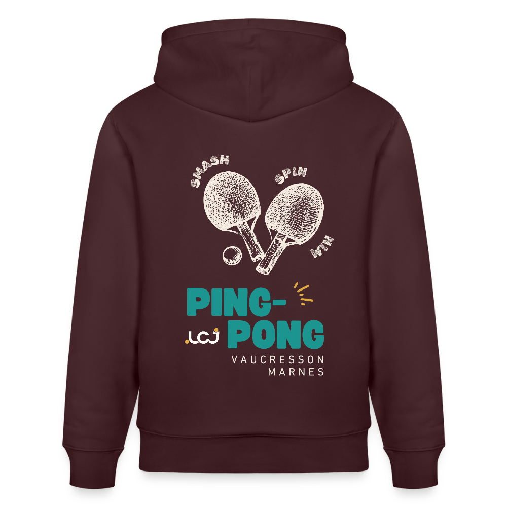 Sweat à capuche bio Ping-pong - maroon