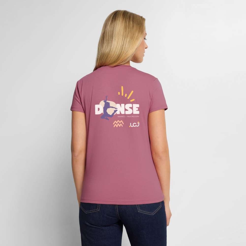 T-shirt bio col V Femme - mauve