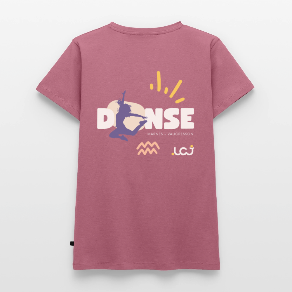 T-shirt bio col V Femme - mauve